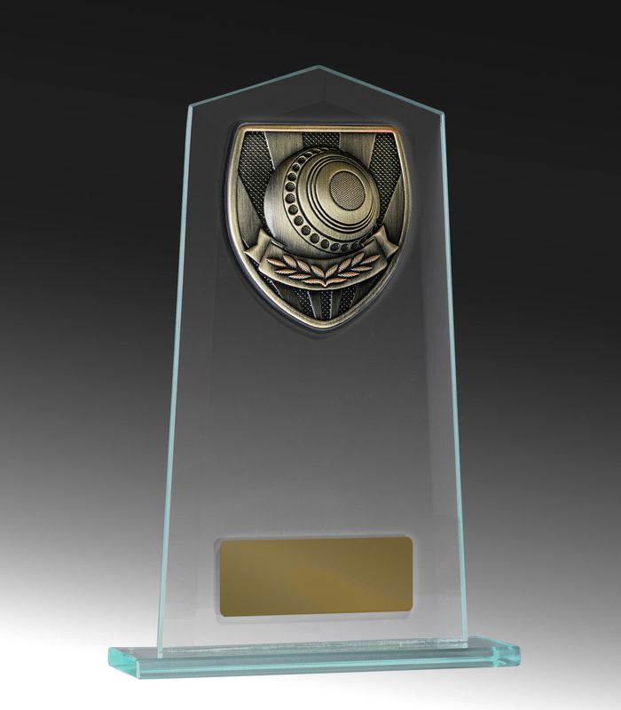 Lawn Bowls Glass Trophy 210mm